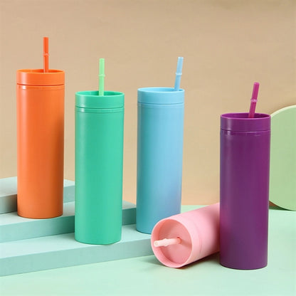16Oz Skinny Acrylic Tumbler With Lid And Straw