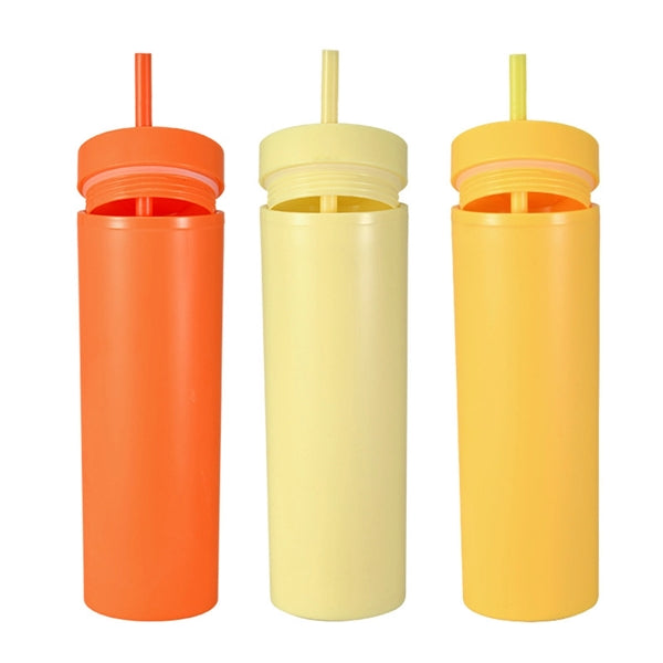 16Oz Skinny Acrylic Tumbler With Lid And Straw