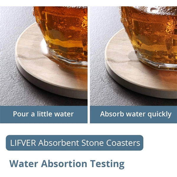 Absorbent Ceramic Coaster With Cork Base