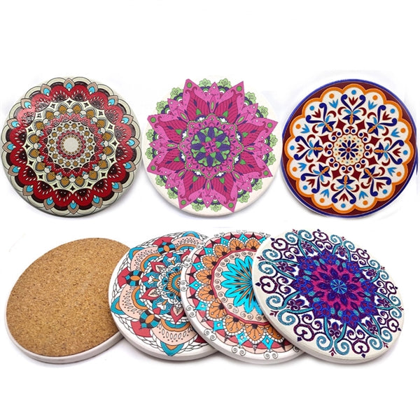 Absorbent Ceramic Coaster With Cork Base