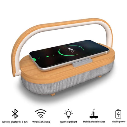 Bluetooth Speaker Wood Design Wireless Charger Led Lamp