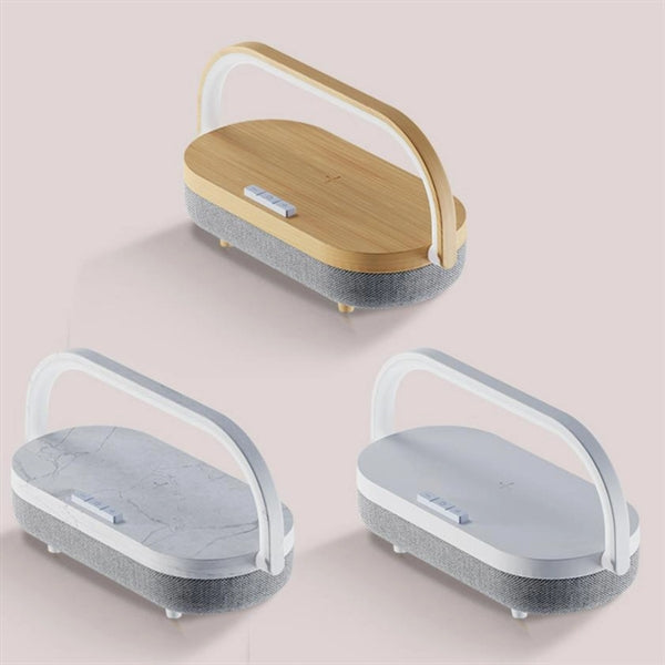 Bluetooth Speaker Wood Design Wireless Charger Led Lamp