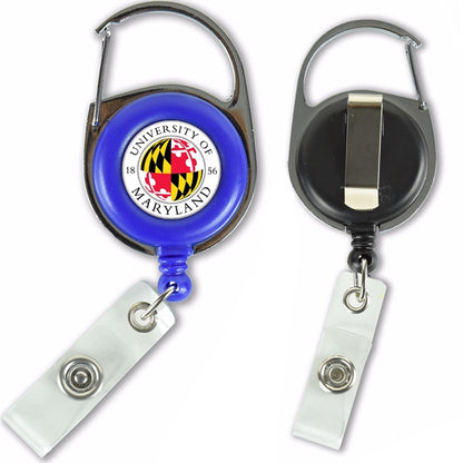 Retractable Carabiner Round Badge Reel w/ Belt Clip
