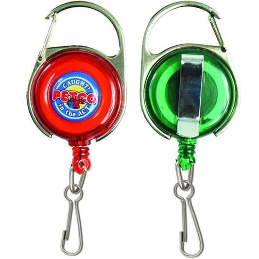 Transparent Carabiner Badge Reel w/ J-Hook & Belt Clip