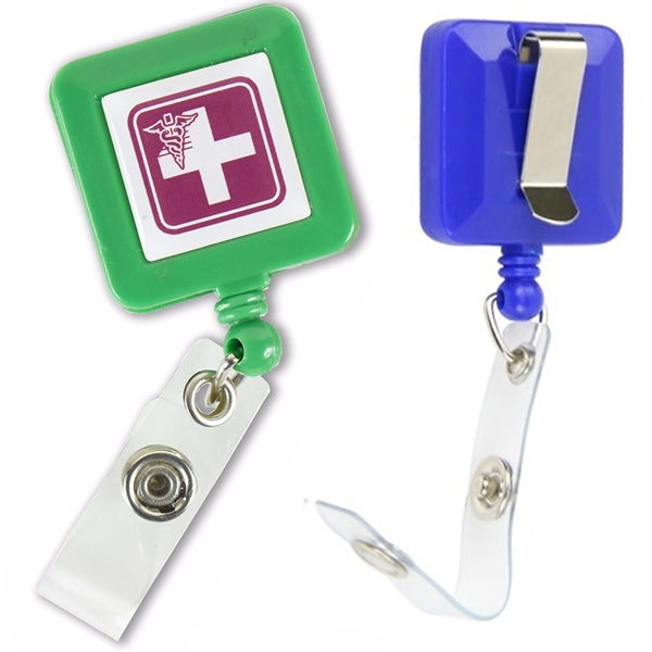 Square Retractable Badge Reel w/ Belt Clip