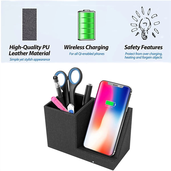 10W Fast Wireless Charger With Desk Organizer