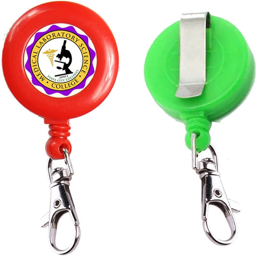 Retractable Round Badge Reel w/ Lobster Claw & Belt Clip