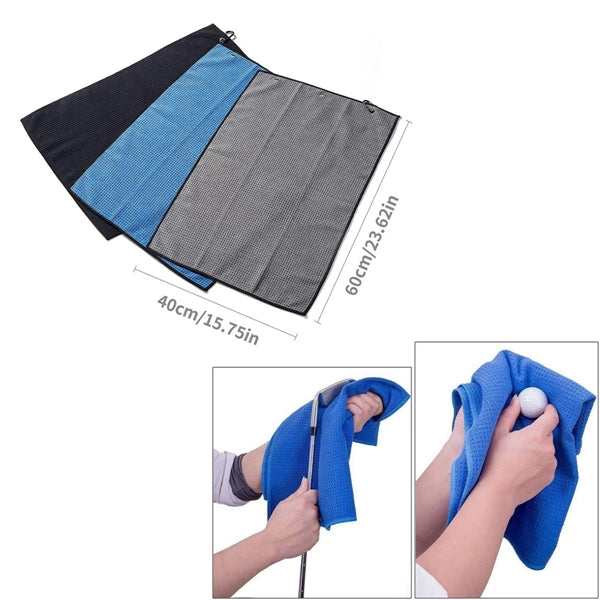 Large Trifold Waffle Pattern Golf Towel With Carabiner Clip