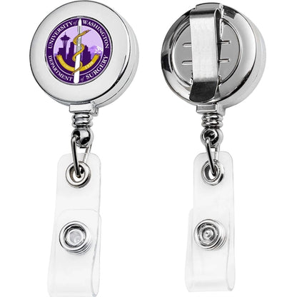 Chrome Plastic Retractable Badge Reel w/ Belt Clip backing