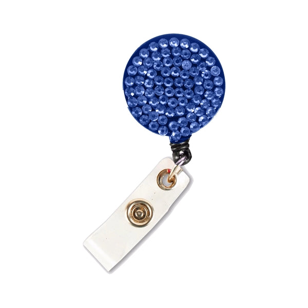 Bling Rhinestone Round Badge Reels w/ Bulldog Clip backing