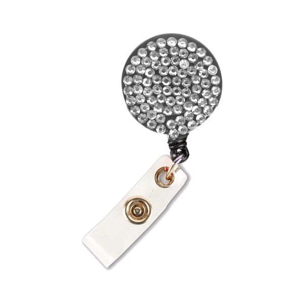 Bling Rhinestone Round Badge Reels w/ Bulldog Clip backing