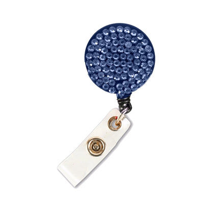 Bling Rhinestone Round Badge Reels w/ Bulldog Clip backing