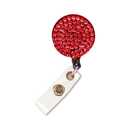 Bling Rhinestone Round Badge Reels w/ Bulldog Clip backing