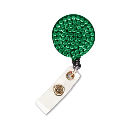 Bling Rhinestone Round Badge Reels w/ Bulldog Clip backing