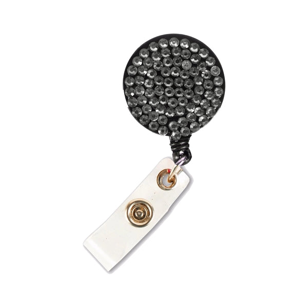 Bling Rhinestone Round Badge Reels w/ Bulldog Clip backing