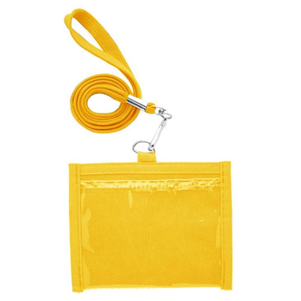 4.00"x 4.33" Neck wallet w/ two clear windows and Lanyards
