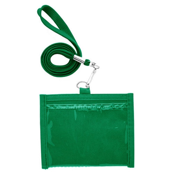 4.00"x 4.33" Neck wallet w/ two clear windows and Lanyards