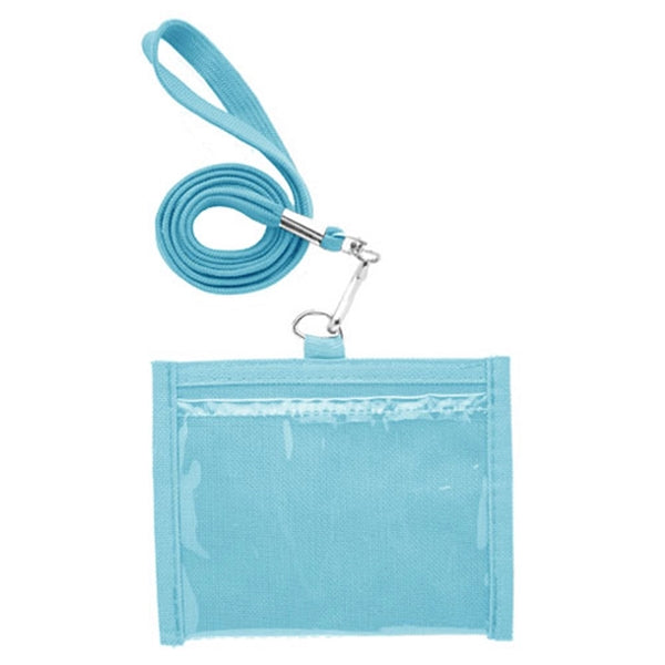 4.00"x 4.33" Neck wallet w/ two clear windows and Lanyards