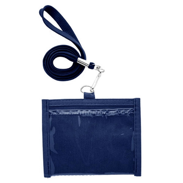 4.00"x 4.33" Neck wallet w/ two clear windows and Lanyards