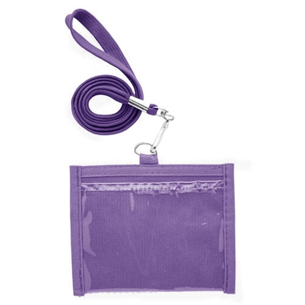 4.00"x 4.33" Neck wallet w/ two clear windows and Lanyards