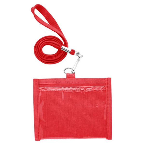 4.00"x 4.33" Neck wallet w/ two clear windows and Lanyards