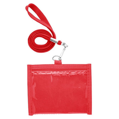 4.00"x 4.33" Neck wallet w/ two clear windows and Lanyards