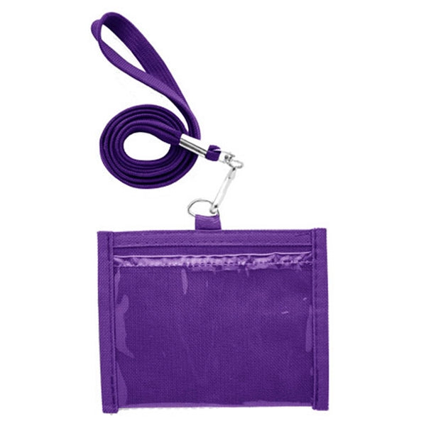 4.00"x 4.33" Neck wallet w/ two clear windows and Lanyards