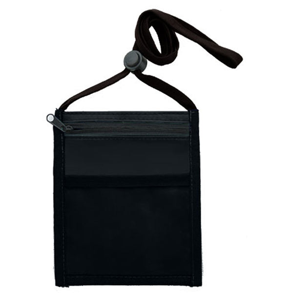 rPET Neck wallet Event Pouch w/ Front Zipper & 3/8" Lanyard