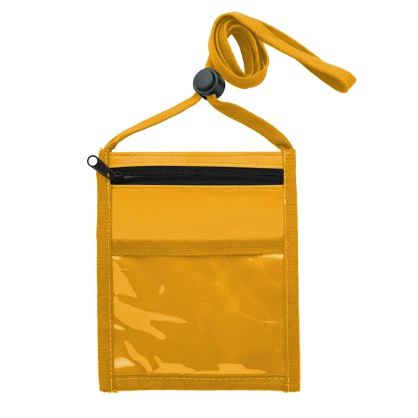 rPET Neck wallet Event Pouch w/ Front Zipper & 3/8" Lanyard