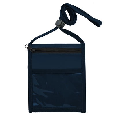 rPET Neck wallet Event Pouch w/ Front Zipper & 3/8" Lanyard