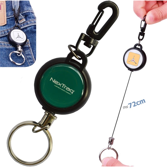 Swivel Carabiner Retractable Badge Reel w/ Keyring