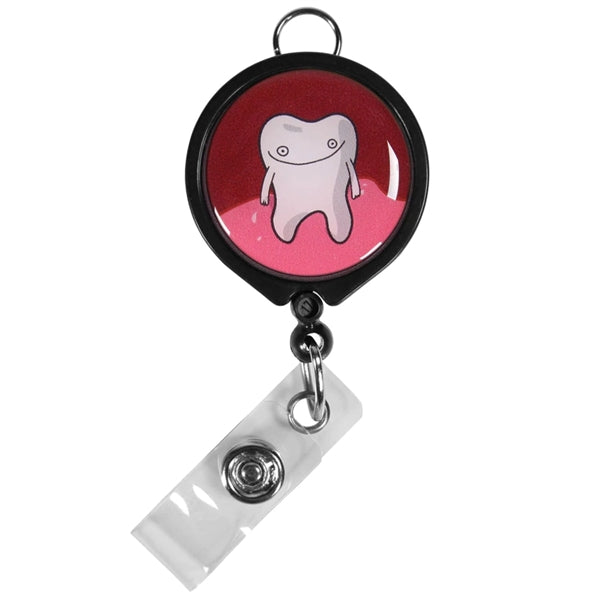 Retractable Round Badge Reel w/ Belt Clip & Hanging Loop
