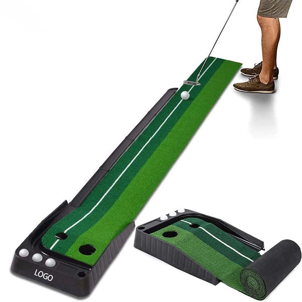 Golf Putting Green Mat With Auto Ball Return System