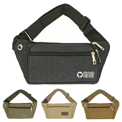 Canvas Waist Bag 3 Zipper