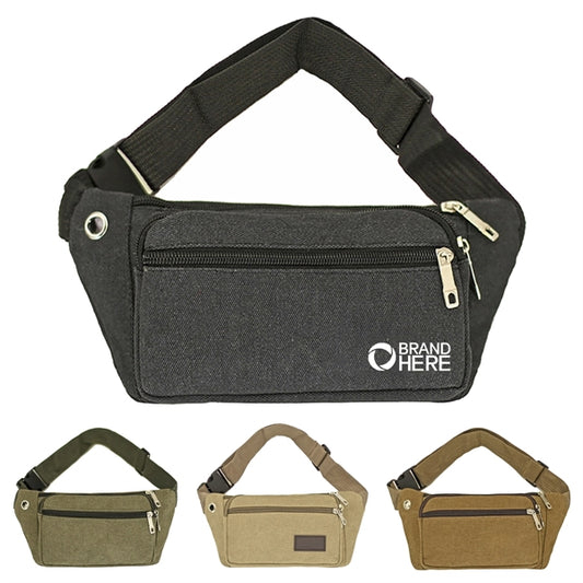Canvas Waist Bag 3 Zipper