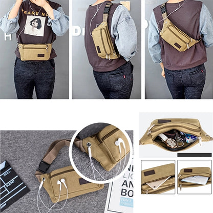 Canvas Waist Bag 3 Zipper