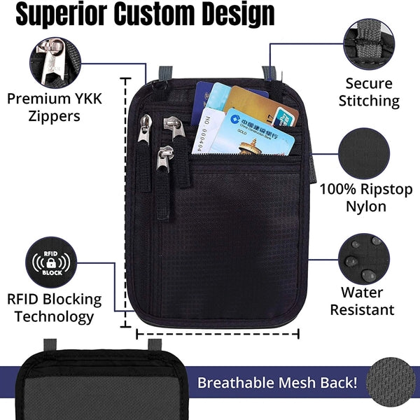 Travel Neck Wallet with RFID Blocking
