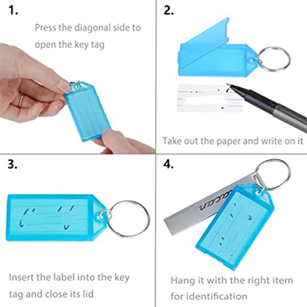 Plastic Key Tags With Split Ring Label Window