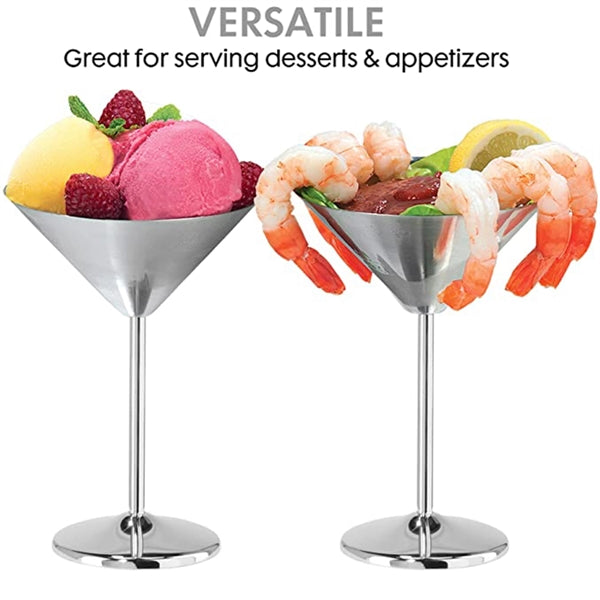 Stainless Steel Martini Glasses - 8Oz