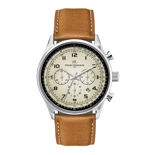 41MM STEEL SILVER CASE, CHRONOGRAPH MVMT, BEIGE DI...