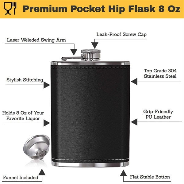 8 Oz Pocket Hip Flask With Funnel