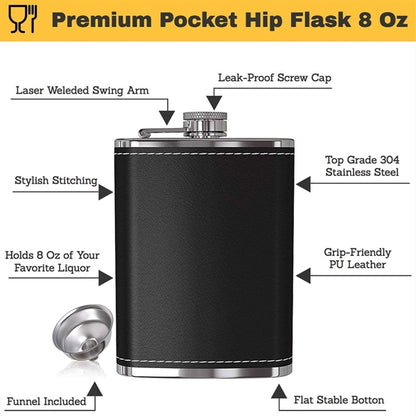 8 Oz Pocket Hip Flask With Funnel