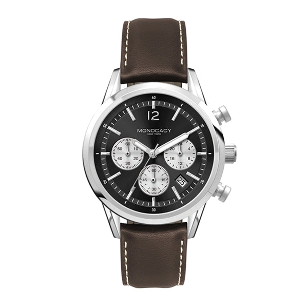 34MM STEEL SILVER CASE, CHRONOGRAPH MVMT, BLACK DI...