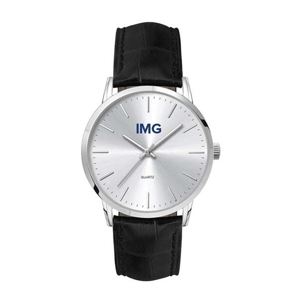 39.5MM METAL SILVER CASE, 3 HAND MVMT, SILVER DIAL...