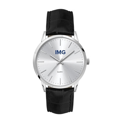 39.5MM METAL SILVER CASE, 3 HAND MVMT, SILVER DIAL...