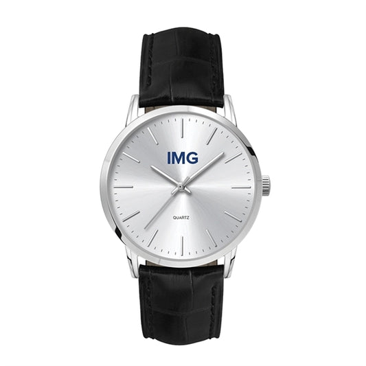 39.5MM METAL SILVER CASE, 3 HAND MVMT, SILVER DIAL...