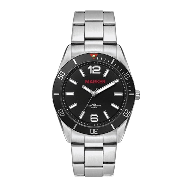 22MM METAL MATTE SILVER CASE, 3 HAND MVMT, BLACK D...