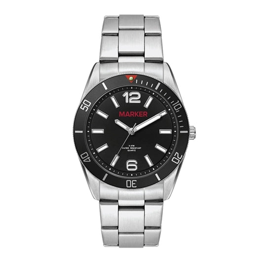 22MM METAL MATTE SILVER CASE, 3 HAND MVMT, BLACK D...