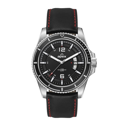 42.5MM STEEL SILVER CASE, 3 HAND MVMT, BLACK DIAL,...