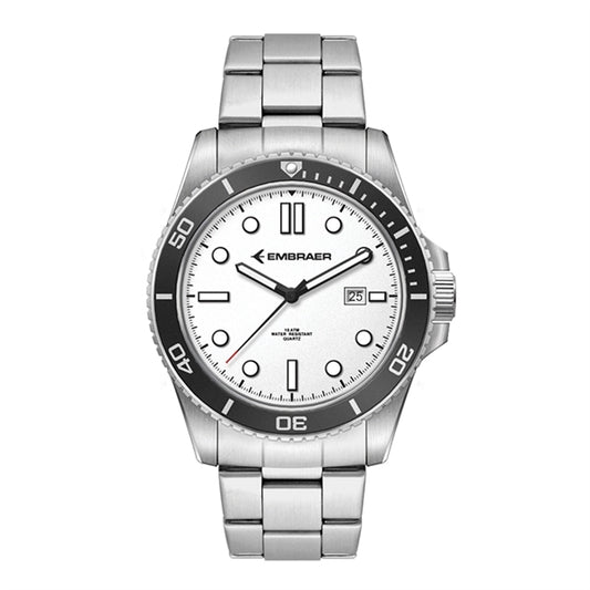 42.5MM STEEL SILVER CASE, 3 HAND MVMT, WHITE DIAL,...